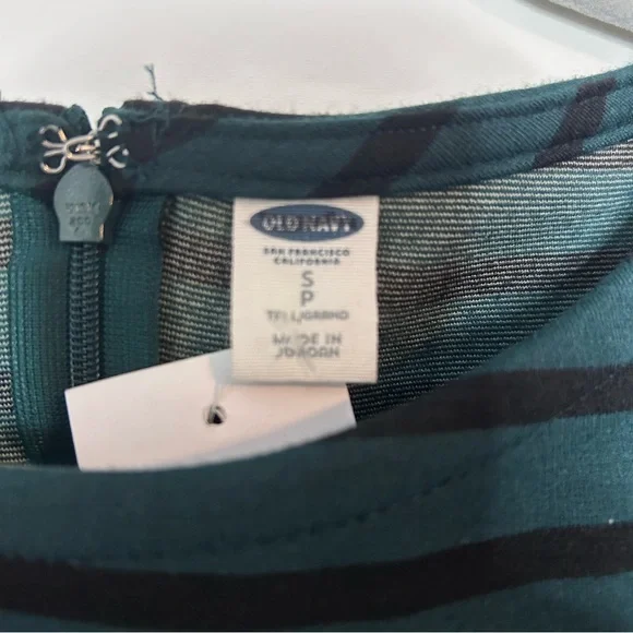 Old Navy Green & Black Striped Long Sleeve Short Dress - NWT - Size Small - Picture 5 of 7